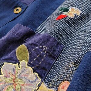 vintage Koret City Blues shirt detailed floral and butterfly embroidery